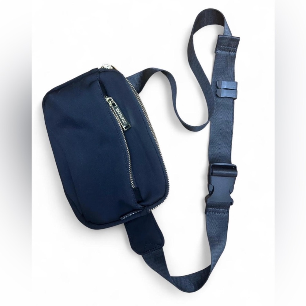ZORFIN Fanny Pack Crossbody Belt Bag Black Adjustable Strap Waist Bag Travel